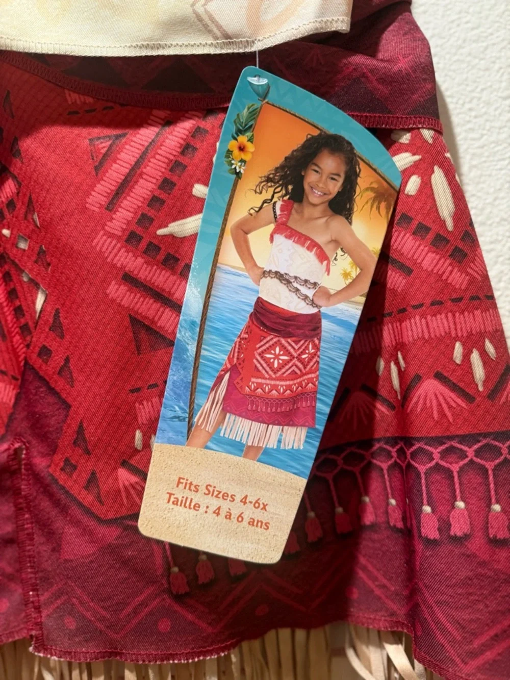 Disney Moana 2 Inspired Girls' Red Fringe Costume Dress NWTS - Picture 4 of 13